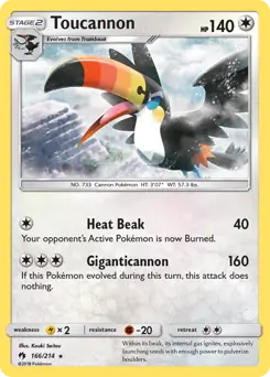 Toucannon Pokemon card from Lost Thunder