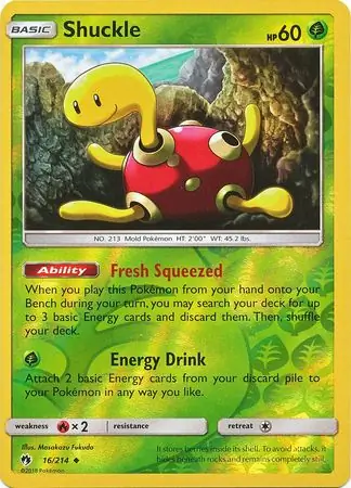 Shuckle Reverse Holo Pokemon card from Lost Thunder