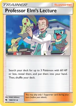 Professor Elm's Lecture Pokemon card from Lost Thunder