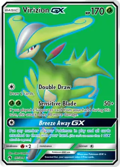 Full Art Virizion GX Pokemon card from Lost Thunder