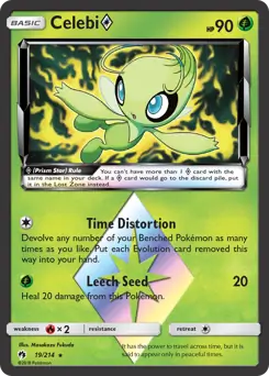 Celebi Prism Star Pokemon card from Lost Thunder
