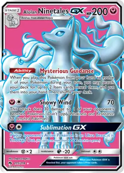 Full Art Alolan Ninetales GX Pokemon card from Lost Thunder