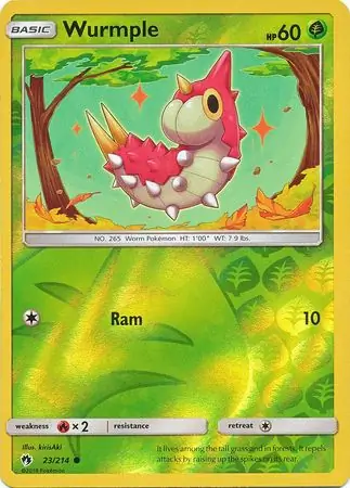 Wurmple Reverse Holo Pokemon card from Lost Thunder