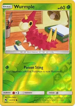 Wurmple Reverse Holo Pokemon card from Lost Thunder
