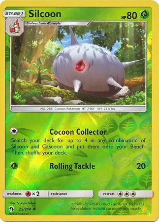 Silcoon Reverse Holo Pokemon card from Lost Thunder