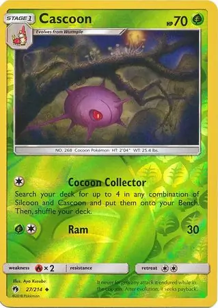 Cascoon Reverse Holo Pokemon card from Lost Thunder