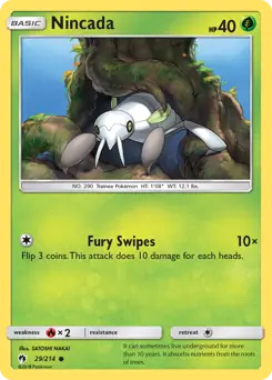 Nincada Pokemon card from Lost Thunder