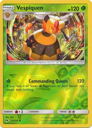 Vespiquen Reverse Holo Pokemon card from Lost Thunder