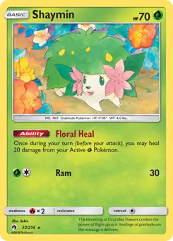 Shaymin Pokemon card from Lost Thunder