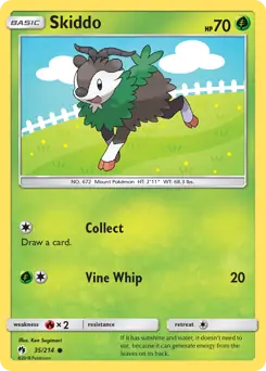 Skiddo Pokemon card from Lost Thunder