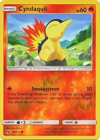 Cyndaquil Reverse Holo Pokemon card from Lost Thunder