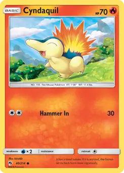 Cyndaquil Pokemon card from Lost Thunder