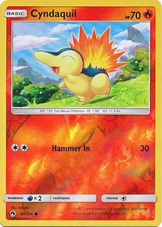 Cyndaquil Reverse Holo Pokemon card from Lost Thunder