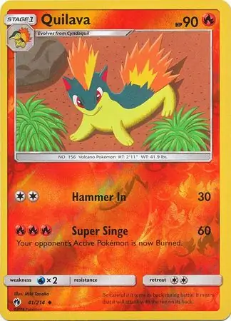 Quilava Reverse Holo Pokemon card from Lost Thunder