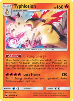 Typhlosion Pokemon card from Lost Thunder