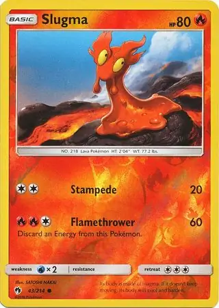 Slugma Reverse Holo Pokemon card from Lost Thunder