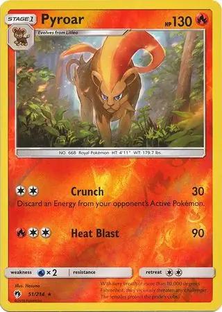 Pyroar Reverse Holo Pokemon card from Lost Thunder
