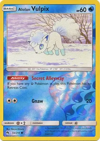 Alolan Vulpix Reverse Holo Pokemon card from Lost Thunder