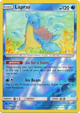Lapras Reverse Holo Pokemon card from Lost Thunder