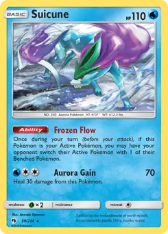 Suicune Holo Pokemon card from Lost Thunder