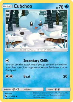 Cubchoo Pokemon card from Lost Thunder