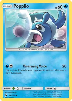 Popplio Pokemon card from Lost Thunder