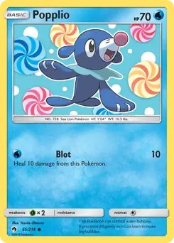 Popplio Pokemon card from Lost Thunder