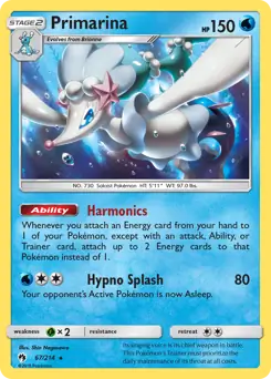Primarina Pokemon card from Lost Thunder
