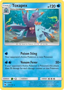 Toxapex Pokemon card from Lost Thunder