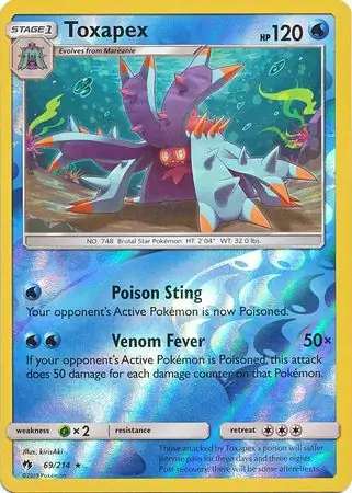Toxapex Reverse Holo Pokemon card from Lost Thunder