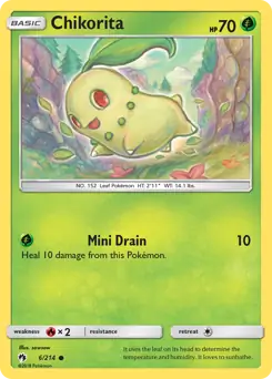 Chikorita Pokemon card from Lost Thunder