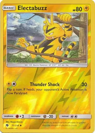 Electabuzz Reverse Holo Pokemon card from Lost Thunder