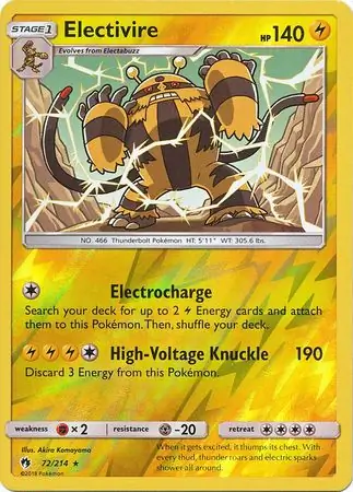 Electivire Reverse Holo Pokemon card from Lost Thunder