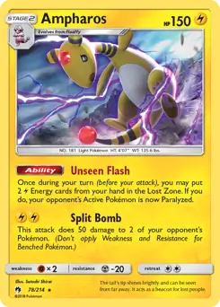 Ampharos Pokemon card from Lost Thunder