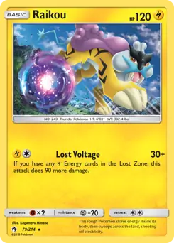 Raikou Pokemon card from Lost Thunder