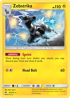 Zebstrika Pokemon card from Lost Thunder