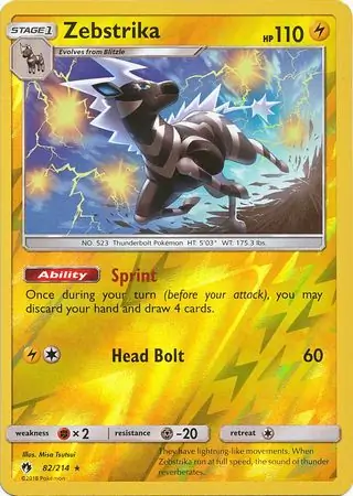 Zebstrika Reverse Holo Pokemon card from Lost Thunder