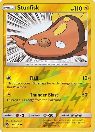Stunfisk Reverse Holo Pokemon card from Lost Thunder