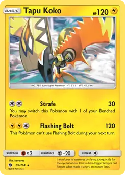Tapu Koko Pokemon card from Lost Thunder