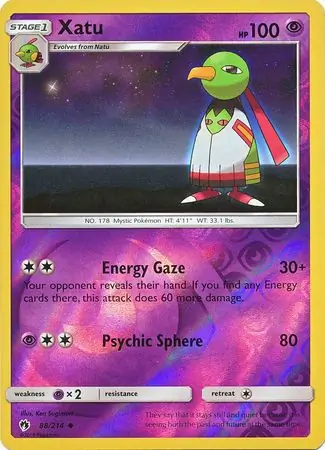 Xatu Reverse Holo Pokemon card from Lost Thunder