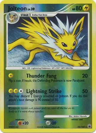 Jolteon Reverse Holo Pokemon card from Majestic Dawn