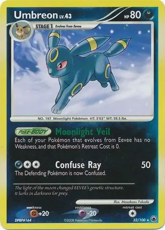 Umbreon Reverse Holo Pokemon card from Majestic Dawn
