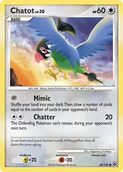Chatot Pokemon card from Majestic Dawn