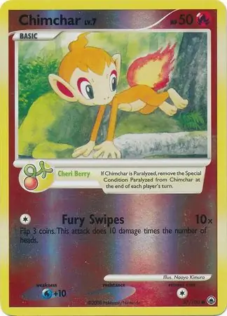 Chimchar Reverse Holo Pokemon card from Majestic Dawn