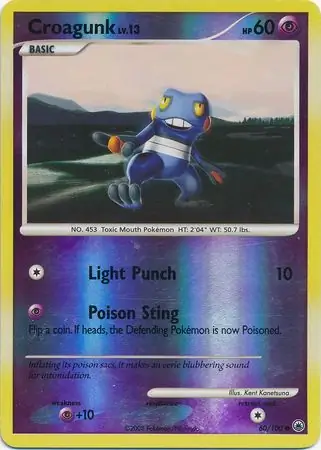Croagunk Reverse Holo Pokemon card from Majestic Dawn