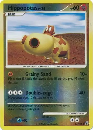 Hippopotas Reverse Holo Pokemon card from Majestic Dawn