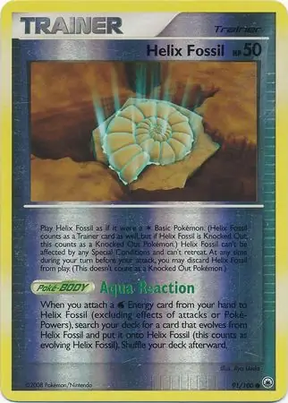 Helix Fossil Reverse Holo Pokemon card from Majestic Dawn