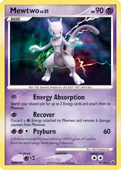 Mewtwo Holo Pokemon card from Majestic Dawn
