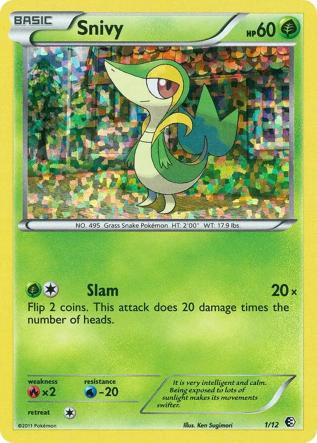 Snivy Pokemon card from McDonald's Promos 2011