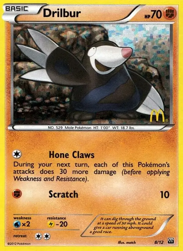 Drilbur Pokemon card from McDonald's Promos 2012